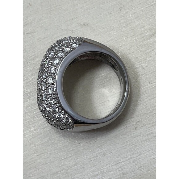 925 STERLING SILVER PAVÉ SET CZ DOUBLE BAND RING, SIZE 6.25 - Regency Mob Wife - Picture 8 of 13